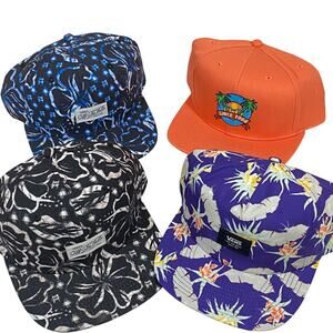Vans Off The Wall Hats Snapback Black Blue Orange Purple Hawaiian Cap Lot 4